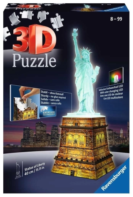 Puzzle 3D Luce Notturna Statua della Libertà 108 Pezzi