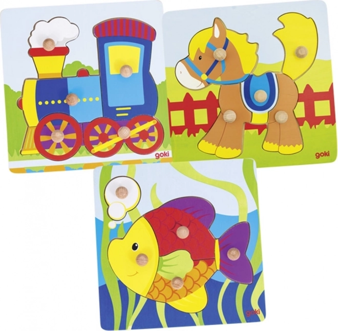 Puzzle in Legno per Bambini Goki - Trenino