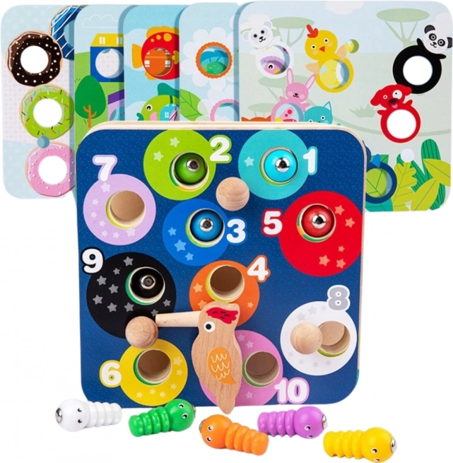 Gioco di abilità in legno 2 in 1 Tira i Vermicelli per Bambini