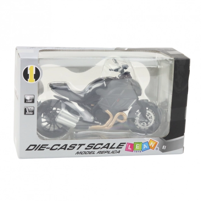 Motocicletta sportiva in metallo con LED e suoni