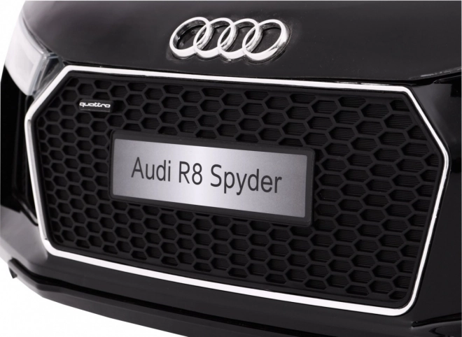 Audi R8 Spyder a batteria Vernice nera + Telecomando + EVA + Avvio lento + Radio MP3 + LED