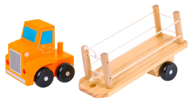 Camion di legno con rimorchio e blocchi per bambini