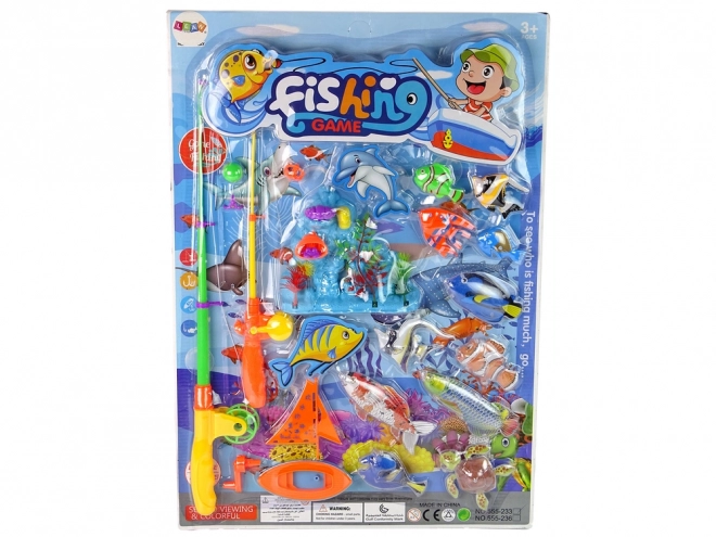 Gioco di abilità set pesca con 11 pesci accessori barca