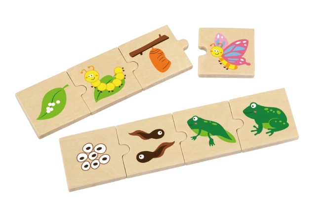 Puzzle in legno animali e piante crescenti