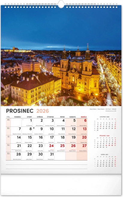 Calendario da parete Praga 2026
