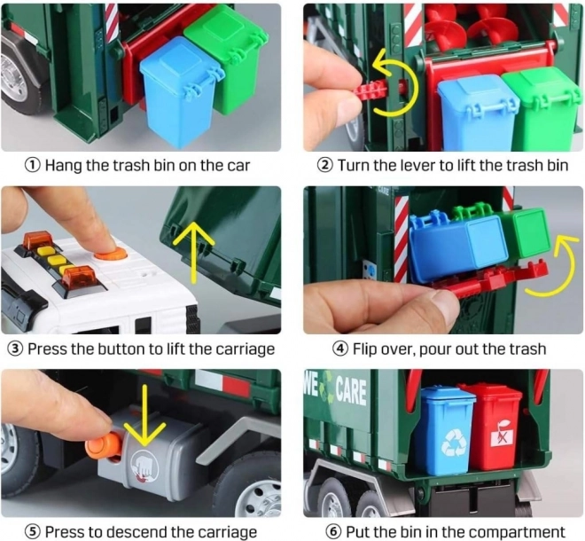 Camion interattivo della spazzatura Purifier 1:10 - Giocattolo educativo per la raccolta differenziata