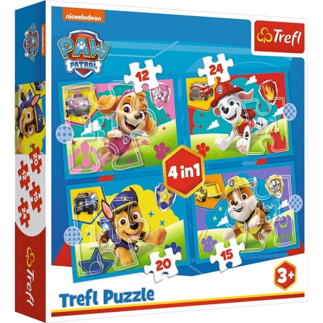 Puzzle 4 in 1 Paw Patrol - Cuccioli in Corsa