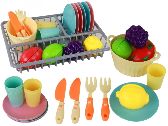 Set da cucina per bambini con frutta e verdura da tagliare