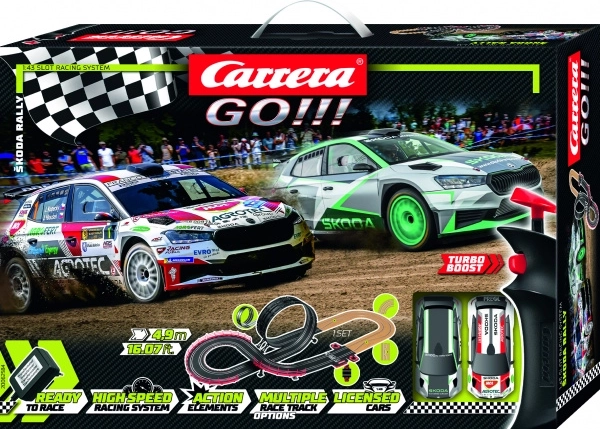 pista elettrica carrera go Škoda rally 4,9 m con looping e due auto fabia rs rally2