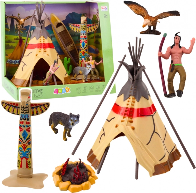 Set indiano con figure e teepee