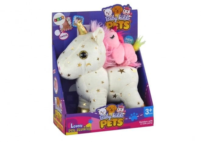 Unicorno Peluche Musicale Stelle Oro