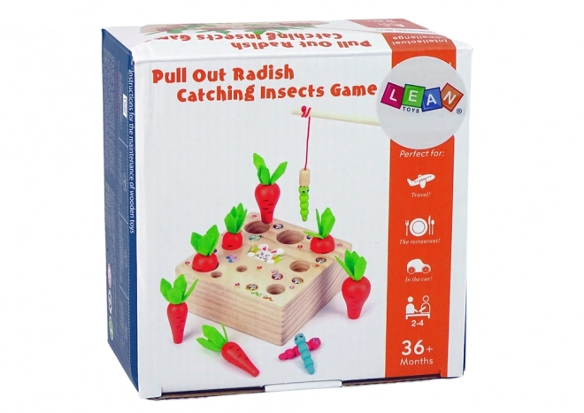 Gioco in legno carote e vermi con magnete e canna