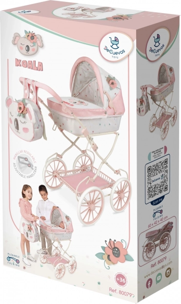 DeCuevas passeggino pieghevole per bambole con zainetto Koala 81 cm