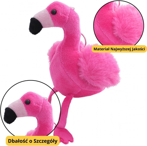 Portachiavi in peluche flamingo rosa 12 cm