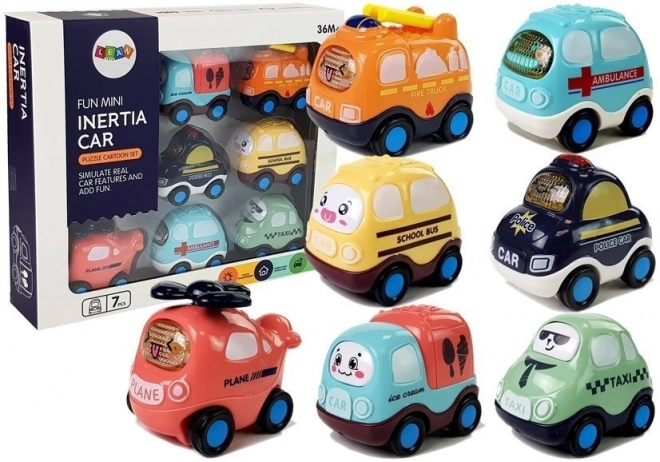 Set di macchinine a carica per bambini, 7 pezzi