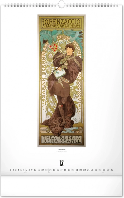 Calendario da parete Alfons Mucha 2026
