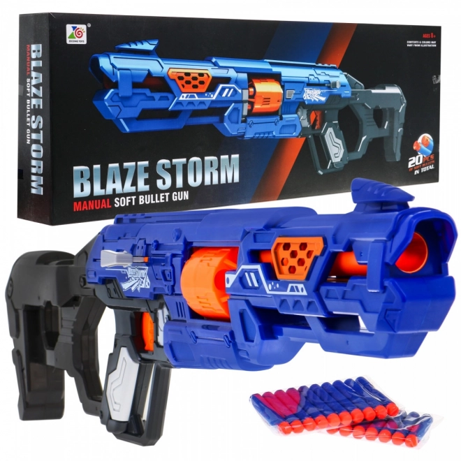 Fucile Manuale per Bambini 8+ Blaze Storm con Meccanismo a Scorrimento e 20 Proiettili di Schiuma