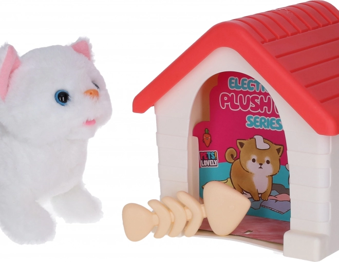 Gatto interattivo con cuccia 15 cm