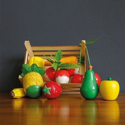 GOKI Cassetta di legno con frutta e verdura