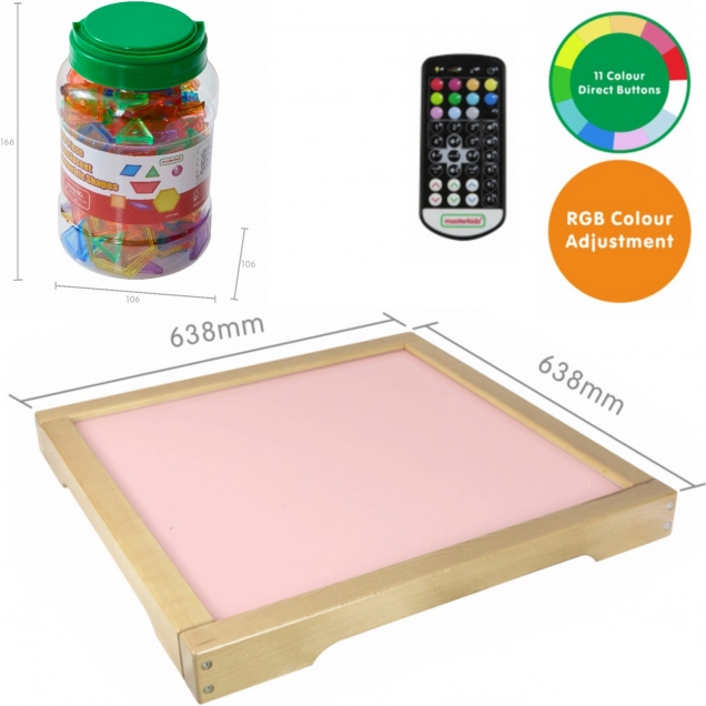 Pannello LED luminoso Masterkidz con telecomando e blocchi Montessori 140 pezzi.
