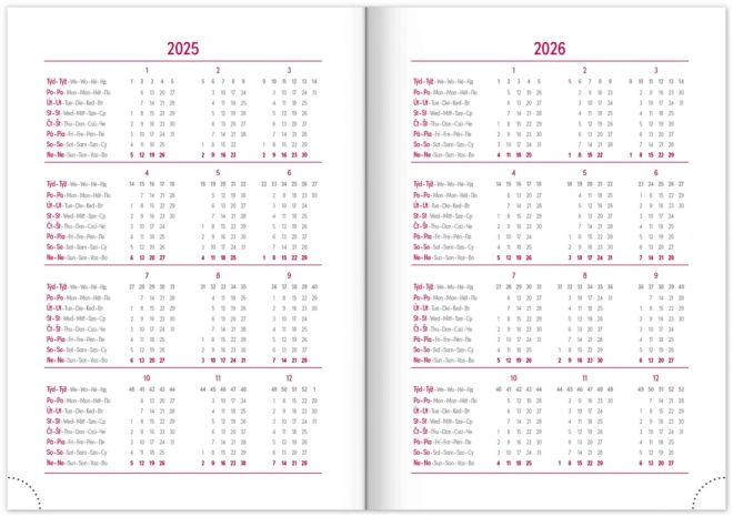 Diario settimanale Aprint 2025 rosso