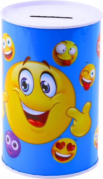 Salvadanaio in metallo Emoji blu e marrone