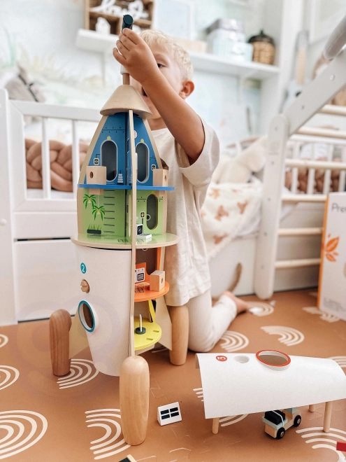 Razzo in Legno per Bambini con Figurine