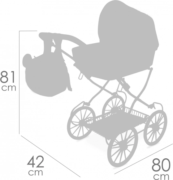 DeCuevas passeggino pieghevole per bambole con zainetto Koala 81 cm