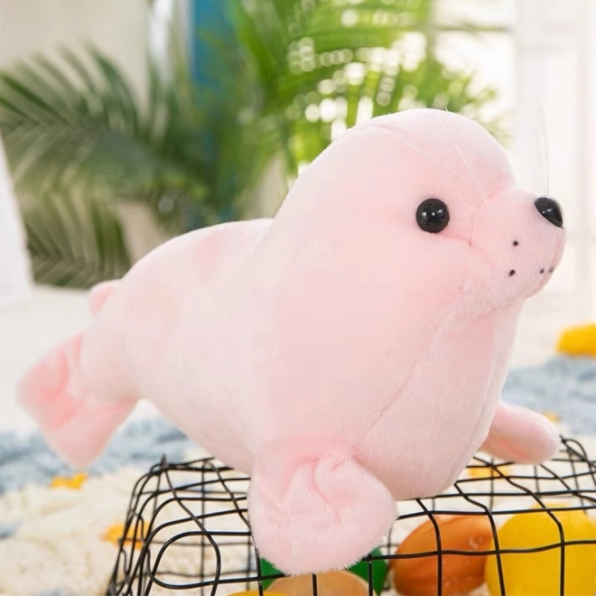 Foca di peluche rosa 24 cm