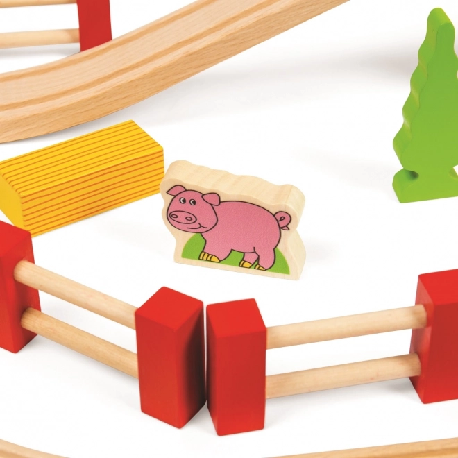 Bigjigs Rail Set ferroviario in legno con percorso rurale 80 pezzi