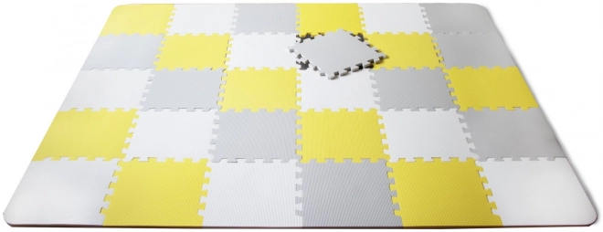 Tappeto puzzle in schiuma Kinderkraft Luno giallo-grigio 30 pezzi