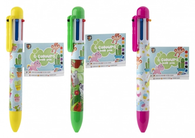 Penna a sfera a sei colori