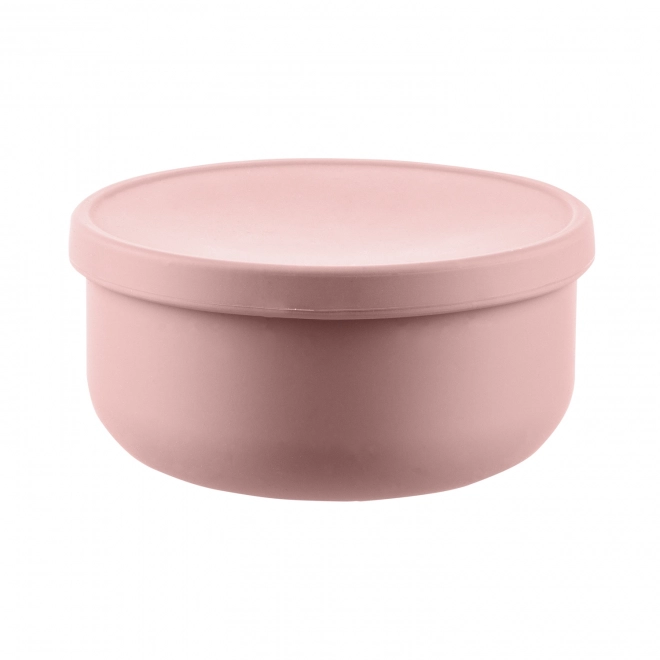 Ciotola in silicone con coperchio rosa pastello