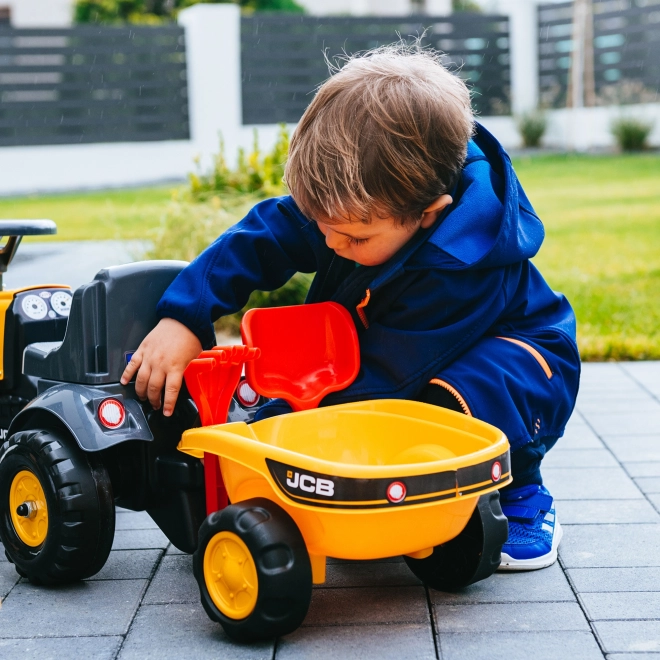 Odrážedlo Baby JCB giallo con rimorchio e pala