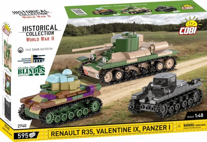 Set di costruzione 3 carri armati storici: Panzer I, Valentine IX, Renault R35