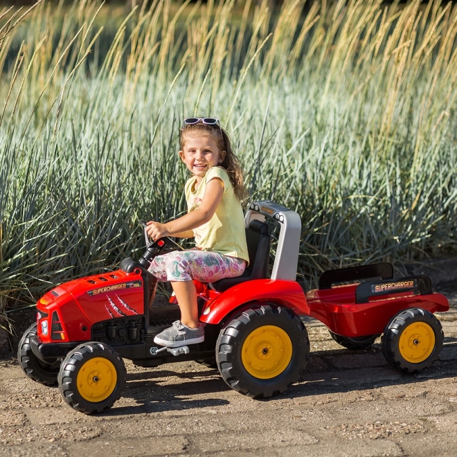 Trattore a Pedali Red Supercharger con Rimorchio per Bambini da 3 Anni