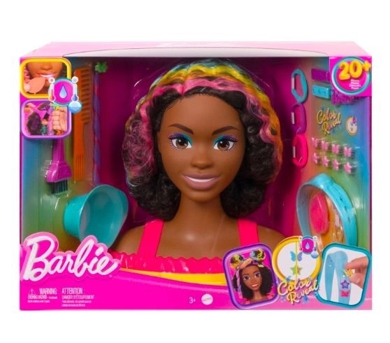 Testa per acconciature Barbie Arcobaleno Neon Ricci