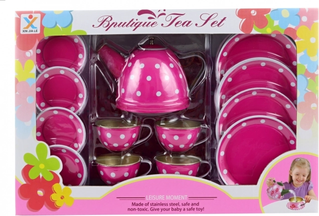 Set da tè in latta a pois per bambini