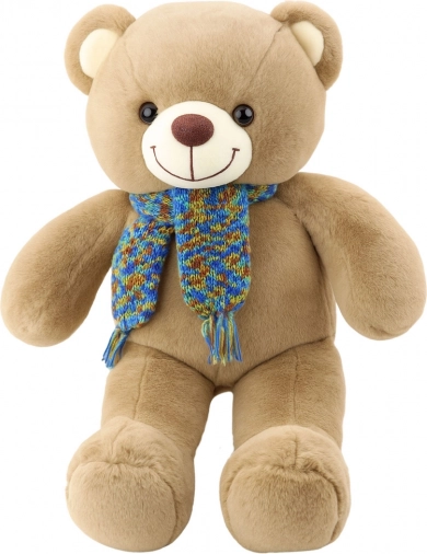 Orsetto di peluche con sciarpa colorata marrone 55 cm