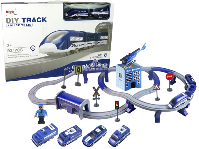 Set polizia città treno blu