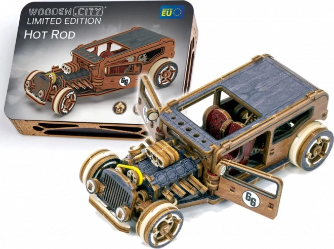 Puzzle 3D in legno Auto classica americana Hot Rod