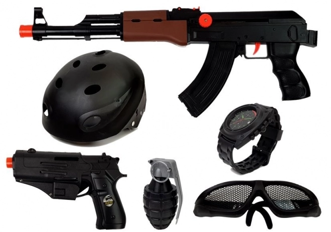 Set da poliziotto S.W.A.T per bambini con pistole e casco nero