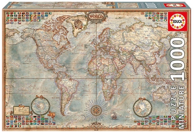 Puzzle in miniatura EDUCA Mappa politica del mondo 1000 pezzi