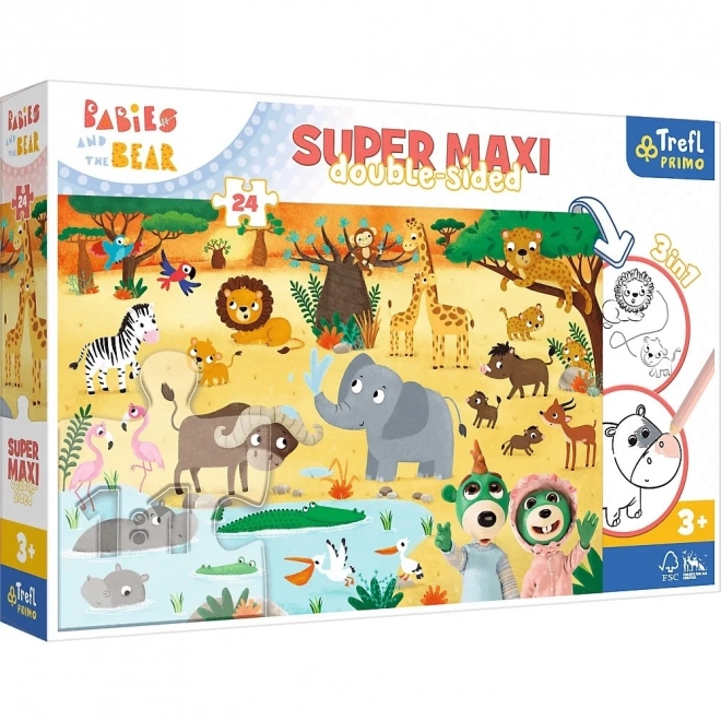 Puzzle doppia faccia Treflíci allo zoo super maxi 24 pezzi