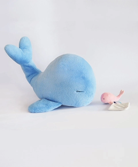 Grande balena di peluche blu 60 cm