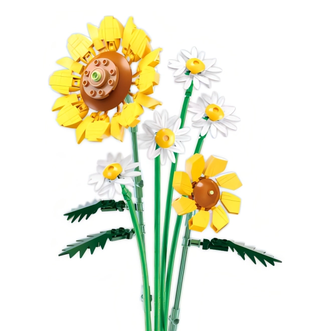 Bouquet realistico di girasoli e margherite