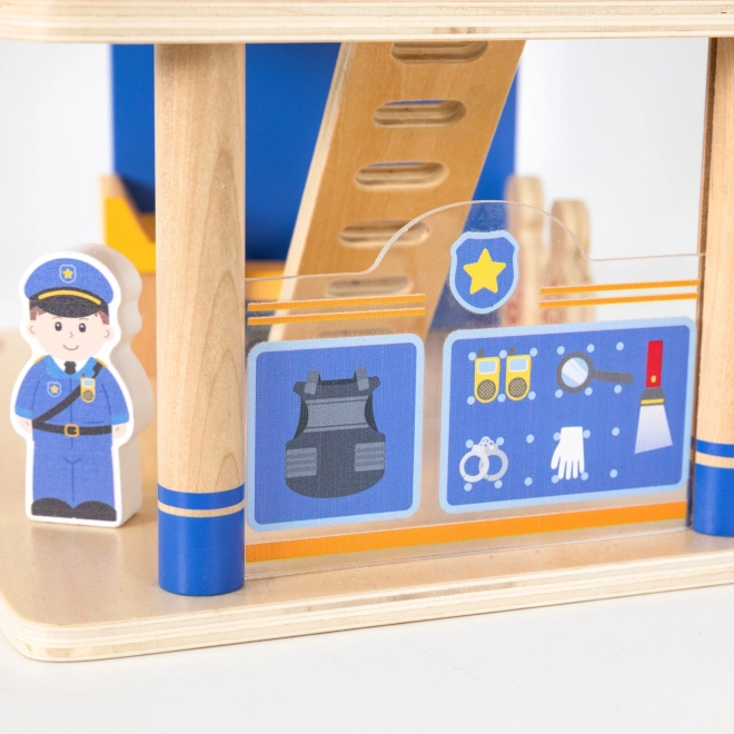 Stazione di polizia in legno VIGA con radiomobile, 3 livelli, 14 elementi
