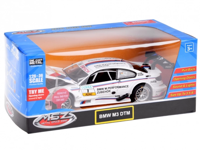 Modello Sportivo BMW M3 DTM in Metallo Scala 1:32 con Luci e Suoni