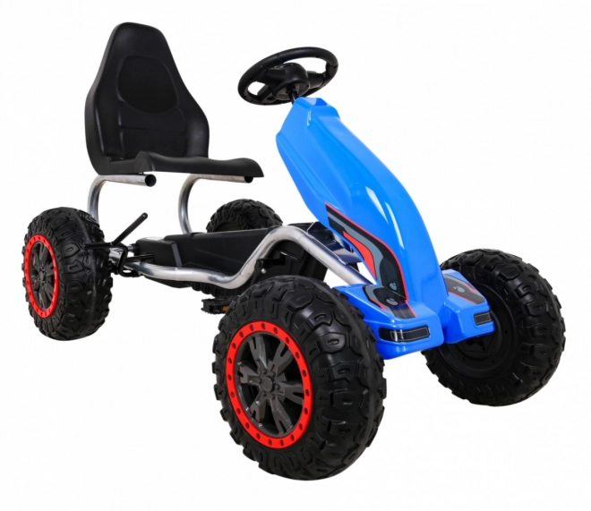 Grande kart a pedali STRONG per bambini Blu + capacità 100 kg + ruote EVA + Freno a mano + Sedile sportivo
