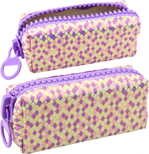 Astuccio scolastico modello viola con scaglie marine